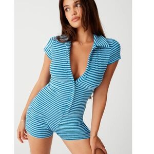 Frankie's Bikinis Rose Terry Romper - Positano Stripe